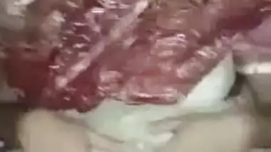 Indian bhabhi showing boobs on Red saree for hubby