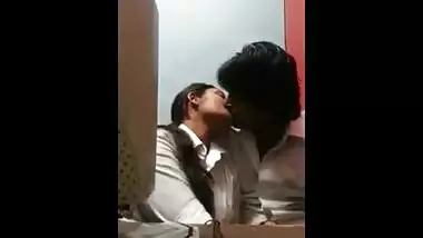 Internet cafe kiss & boob press Indian mms