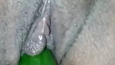 Horny desi wife masturbate with green cucumber