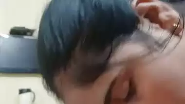 Chubby girl tasting dick with flavoured condom